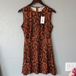 WeWoreWhat Tan and Black Patterned Mini Dress- Muscles Tank Mini Dress